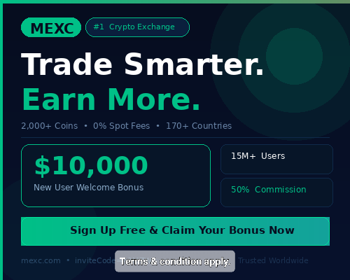 Join MEXC, trusted by over 15M users in over 170 countries. Trade Bitcoin and over 2,000 coins with zero spot fees. Sign up now and claim your welcome bonus.